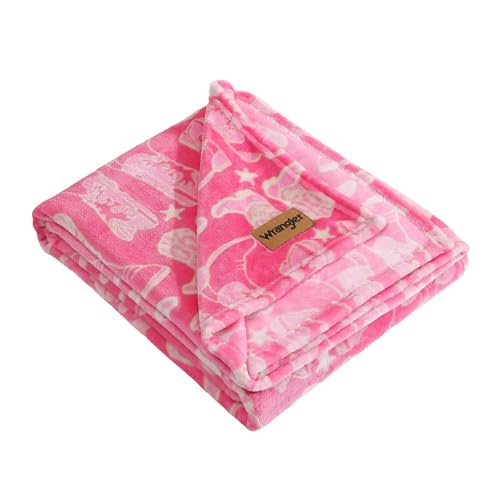 Wrangler - Throw Blanket, Super Soft Premium Plush Bedding, Western Luxurious Bedding, Yellowstone Inspired, Oeko-Tex Certified (Knockin Boots Pink, 50 x 60)