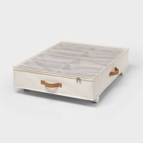 Underbed Storage with Wheels and Adjustable Dividers Off-White - Brightroom™