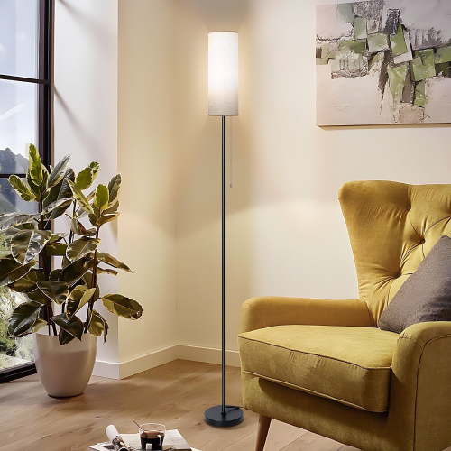 Joyfair Floor Lamp, Modern Standing Lamp with Line Shade, Tall Reading Pole Lamp for Living Room Bedroom Office