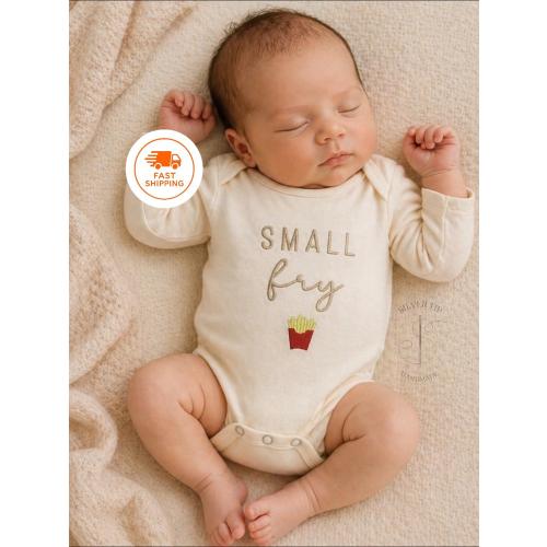 Embroidered Small fry Bodysuit with French Fries, Foodie Baby Gift, Cute Nickname Baby Bodysuit, Baby Shower Gift, Adorable Little Fry
