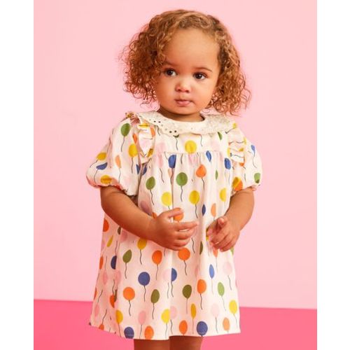 Baby Balloon Sleeve Poplin Dress & Bloomers Set