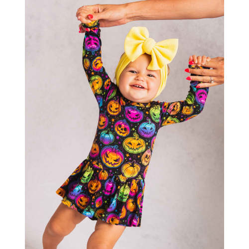 Glow Hard or Glow Home Long Sleeve Ruffle Dress