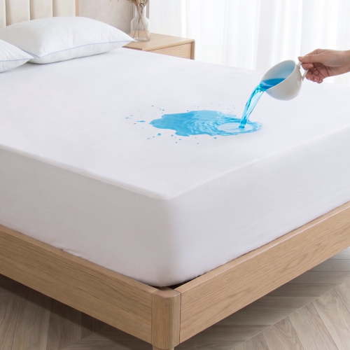 Waterproof Mattress Protector Full Size,Mattress Cover Protector, Smooth Top Mattress Protector for Kids, Breathable Skin Friendly and Noiseless Fitted Sheet,Full Size,Polyester