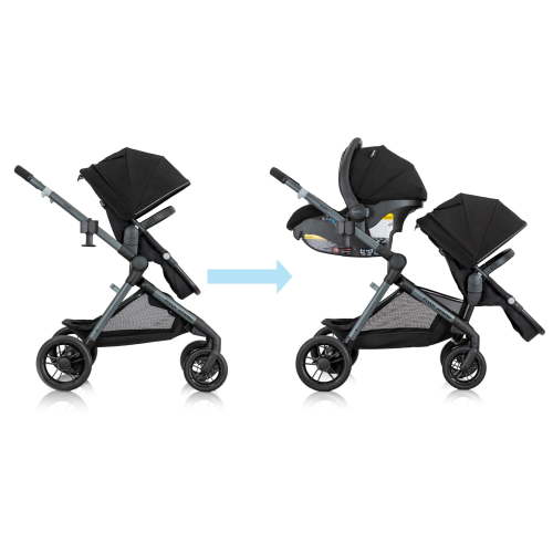 Evenflo Pivot Xpand Modular Travel System with LiteMax Infant Car Seat (Ayrshire Black)