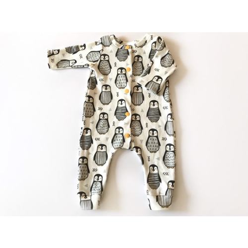 organic baby harem romper, penguin print, girl romper, boy romper, baby gift, organic baby clothes, unisex long sleeved romper, fall winter
