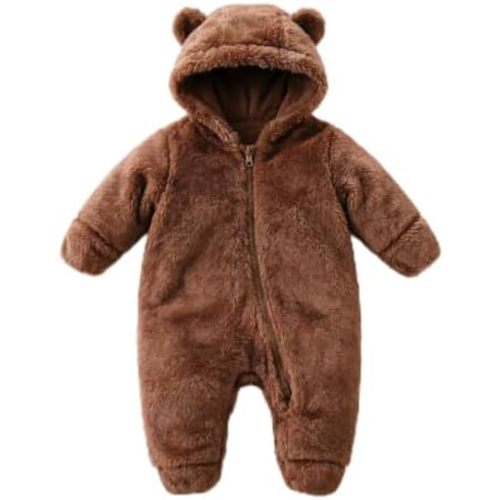 Baby Winter Romper Fleece Snowsuit with Footed Design, 0-18 Months