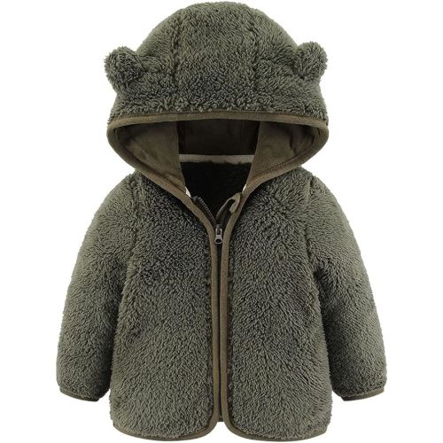 Newborn Infant Baby Boys Girls Cartoon Fleece Hooded Jacket Coat with Ears Warm Todder Kids Outwear Coat Zipper Up 0-6Y