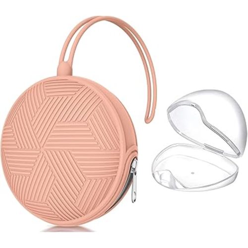 Smlpuame Pacifier Holder Case,BPA Free Portable Pacifier Storage Container,Silicone Baby Pacifier Cover Pouch for Diaper Bag Stroller,Travel Outdoor Activities,Easy to Clean(Muted)