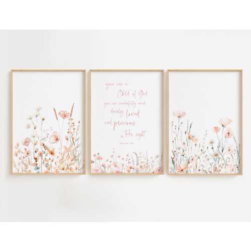 Christian Nursery Wall Art Bible Verse Nursery Girl Scripture Nursery Wall Decor Baby Shower Gift Child of God Psalm 139 Nursery Print 1092