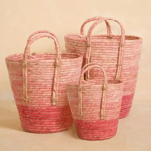 Tall Pink Basket – Colorful Basket with Handles