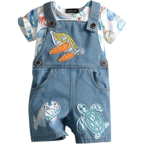 Cute Baby Boy Clothes Suit Toddler Boys' Striped long Sleeve T-Shirt+Denim Overalls Jumpsuit Pants Outfits Sets