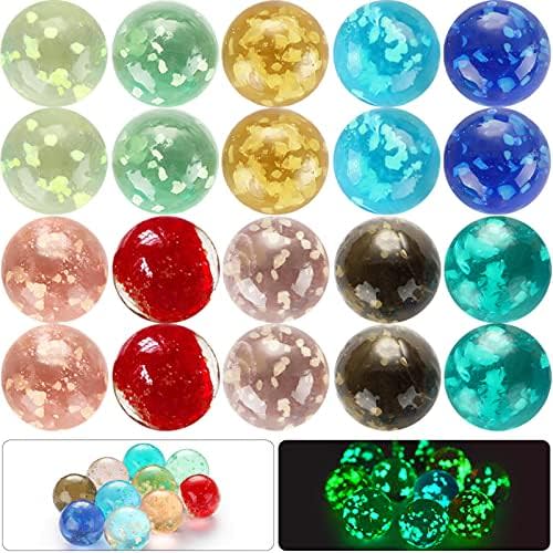 Skylety 20 Pcs Glow in the Dark Marbles Large Luminous Glass,16 Mm