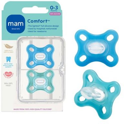 MAM Comfort 1 Newborn Lightweight Silicone Pacifier - Boy - 2pk