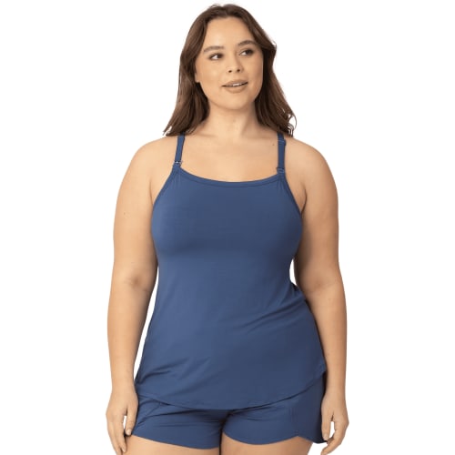 Kindred Bravely Bamboo Lounge Around Nursing & Maternity Tank for Breastfeeding with Adjustable Straps (Slate Blue, 1X)