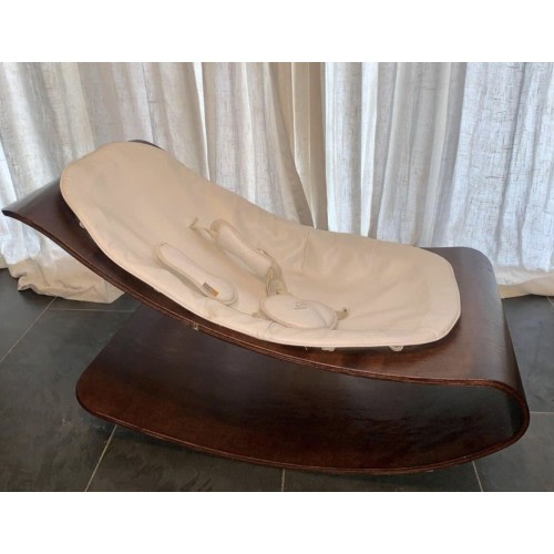 BABY BLOOM COCO LOUNGER Bouncer Rocker wooden Leather seat