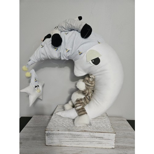 Baby Nursery Decor Crescent Moon HTF Simply Stuff it Handcrafted blue vintage