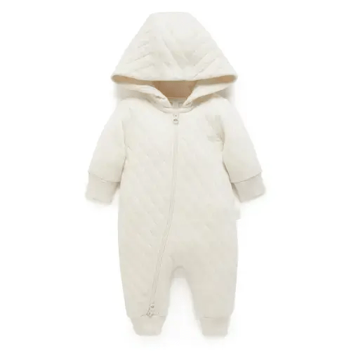 Cream Quilted Growsuit - Baby Growsuits - Purebaby - Purebaby