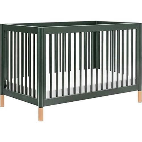 Babyletto Gelato 4-in-1 Baby Crib Convertible to Wooden Toddler Bed, Daybed & Full-Size Bed, GREENGUARD Gold Certified - Made of 100% Solid Wood, Includes Toddler Conversion Kit - Forest Green