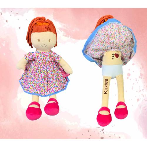 Personalized Surgery Scar Doll, Baby Heart Surgery Gift, 14" Orange Haired Doll, Heart Warrior gift, CHD Awareness Doll,Scar Buddy, 1st Doll