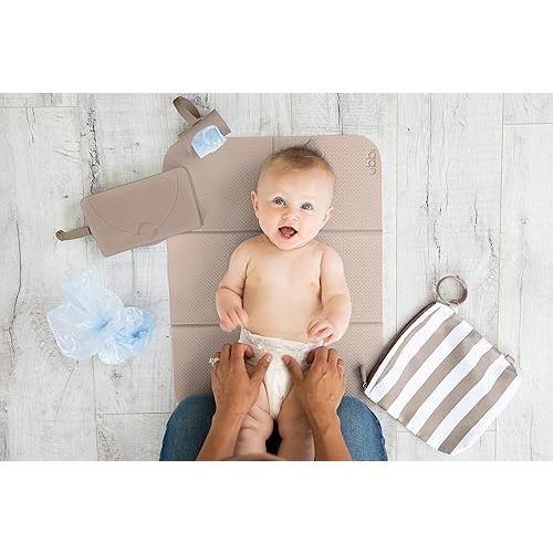 Ubbi On-The-Go Diaper Changing Baby Mat, Soft and Comfortable Diaper Bag Accessory Must Have for Newborns, Easy to Clean, Portable Folding Pad, Baby Traveling Accessories, Taupe