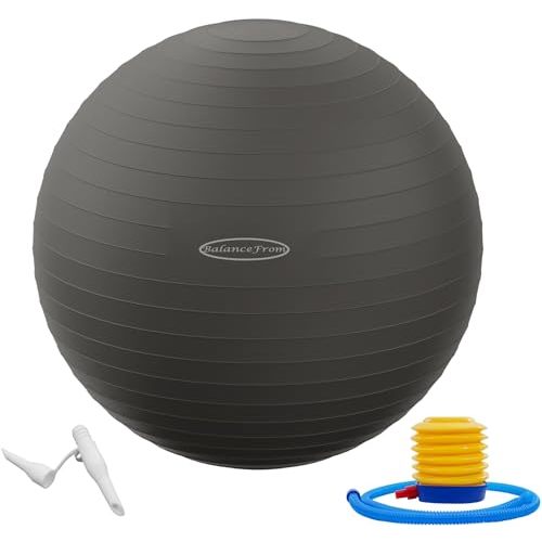 Fitvids Anti-Burst and Slip Resistant Exercise Yoga Fitness Birthing Ball with Quick Pump, 2,000-Pound Capacity, Multiple Colors and Sizes