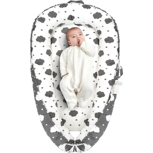 Baby Lounger for Newborn, Infant Lounger for 0-24 Months, Co Sleeper for Girls Boys, 100% Cotton Soft Adjustable Baby Floor Seat for Travel, Portable Baby Nest Lounger(Cloud)