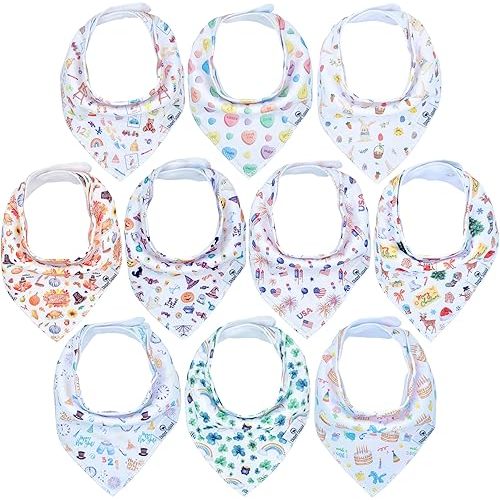 DiaperSquad's Baby Bibs for Drooling and Teething, Bibs for Boys, Baby Girl - Solid Cotton Baby Drool Bibs