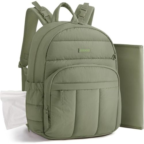 BAGSMART Baby Diaper Bag with Waterproof Pad, Lightweight, Color - Green