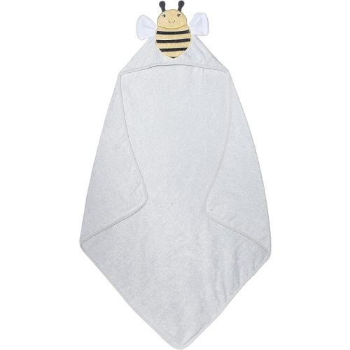 Hudson Baby Unisex Baby Cotton Animal Face Hooded Towel, Bee, One Size