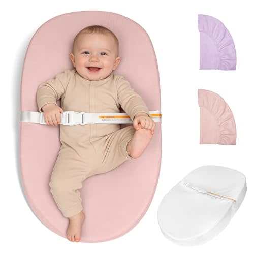 Baby Changing Pad, Muslin Diaper Changing Pad with Waterproof Lining, Changing Table Pads for Dresser with 2 Pack Muslin Covers(Pink + Purple)