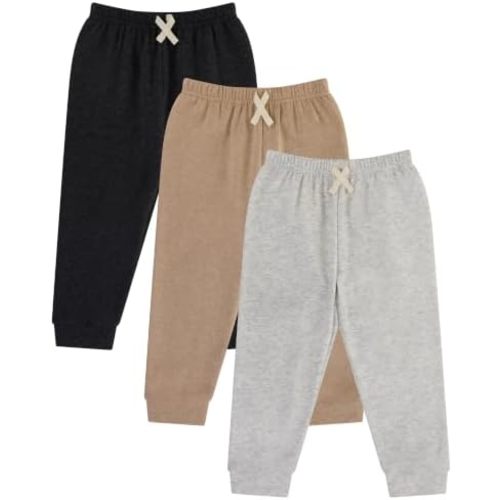 Cudlie 3-Pack Baby & Toddler Boys Jogger Pants, Cotton Blend Sweatpants