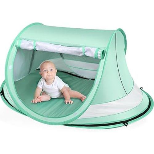 Baby Beach Tent,Large Pop Up Beach Tent Sun Shade for Beach,Portable Baby Travel Tent with Mosquito Net,Indoor Baby Play Tent,UPF 50+ UV Protection Sun Shelters for Infants
