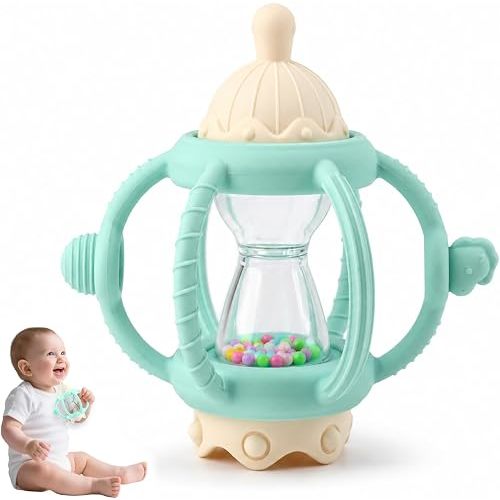 Silicone Teether Rattle Toy for Babies 0-12 Months Teething Relief