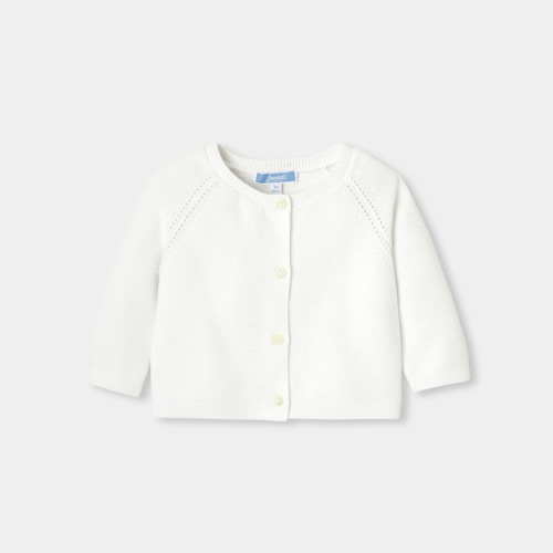 Baby girl cardigan in garter stitch cotton