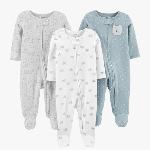 0-3M Simple Joys by Carter's Baby 3-Pack Neutral Sleep Zip Onesies