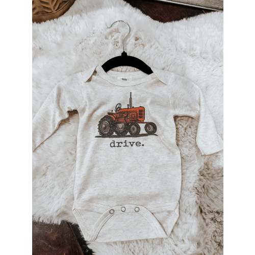Drive Tractor Onesie Long Sleeve