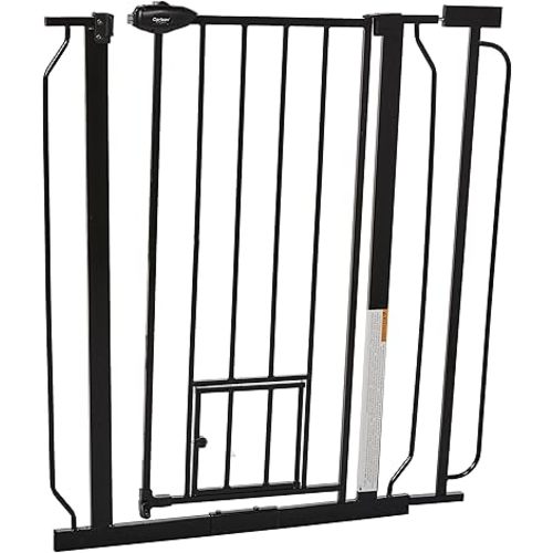 Carlson Extra Tall Walk Through Pet Gate with Small Pet Door, for Openings 29"-39" Wide,Includes 4-Inch Extension Kit, 4 Pack Pressure Mount Kit and 4 Pack Wall Mount Kit, Black