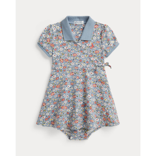 Ralph Lauren Floral Mesh Faux-Wrap Dress & Bloomer