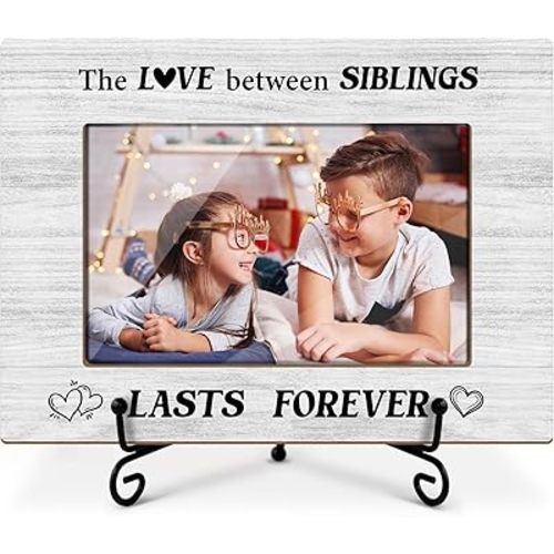 Utaqer Siblings Picture Frame, Wooden Picture Frame For Brother Teen, Picture Gifts For Birthday Keepsake Holiday Thanksgiving, 4X6 Photo Frame With Stand -13