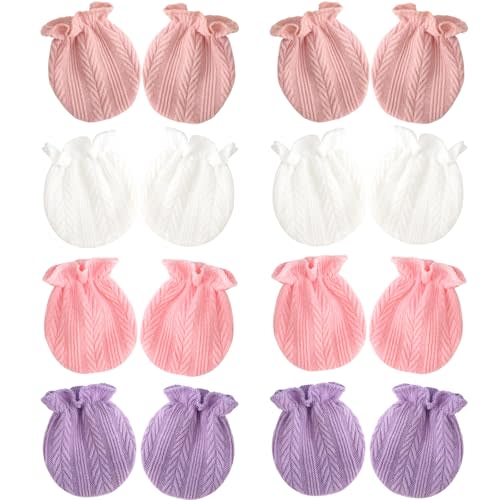 BQUBO Newborn Infant Toddler Mittens No Scratch Cotton Elastic Wrist Gloves Hypoallergenic for 0-6 Months Baby Boys Girls