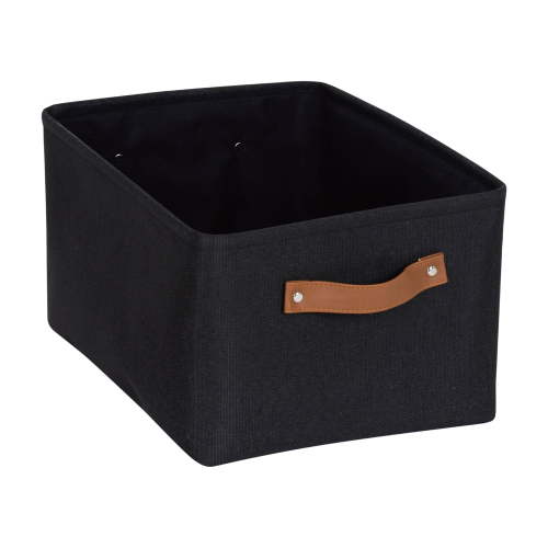 Mainstays Black Canvas Polyester Storage Basket with Handles