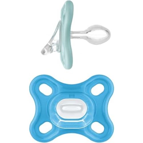 MAM Comfort Baby Pacifiers, Lightweight One-Piece Full Silicone Binky for Newborns 0-3 Months, BPA-Free Nipple, Easy to Clean Pacifier, Best for Breastfed Babies, with Sterilizer Case, 2 Count Binkies