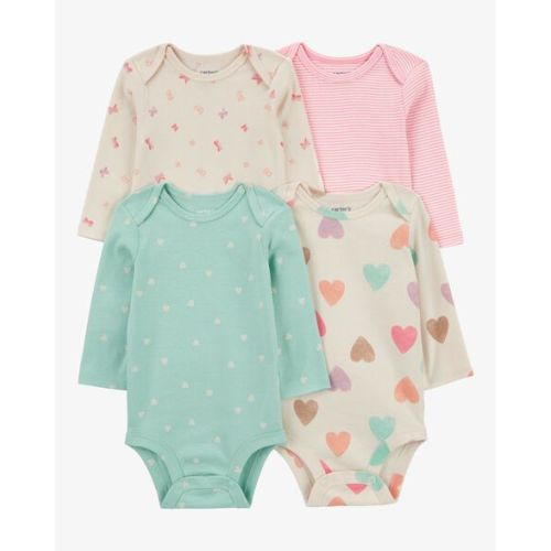 Baby 4-Pack Long-Sleeve Cotton Bodysuits - Carter's | Carter's