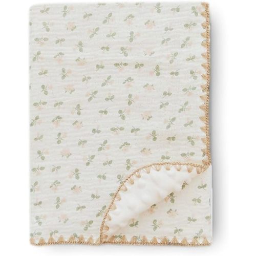 Baby Swaddel Blanket Cotton Muslin Thick Bath Towel Dotted Backing Double Layer Receiving Blanket 40"x40" (Little Pink Flower)
