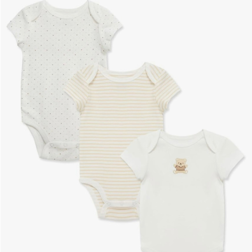 Little Me Clothes for Baby 3-Pack 100% Cotton Scratch Free Tag Bodysuits