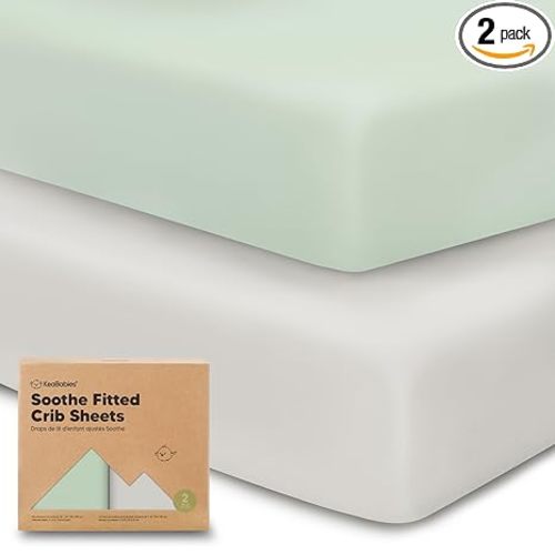 KeaBabies 2-pk Organic Cotton Crib Sheets for Boys Girls 52x28 (Sage)