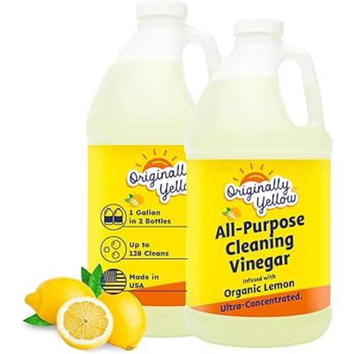 Originally Yellow Lemon White Vinegar For Cleaning Purpose | USA Made All Purpose Cleaner | Use as Glass, Kitchen & Floor Cleaner | Plant Derived Cleaning Vinegar 1 Gallon in 2 pack | 128 Oz