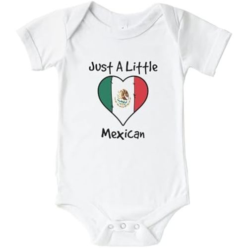 Just A Little Mexican Funny Cute Mexico Flag Heart Baby Bodysuit - Infant One Piece