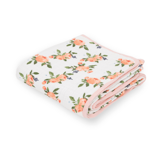 Original Cotton Muslin Quilt - Watercolor Roses 2