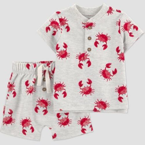 Carter's Just One You® Baby Boys' 2pc Crab Graphic T-Shirt and Shorts Set - Red/Gray 18M